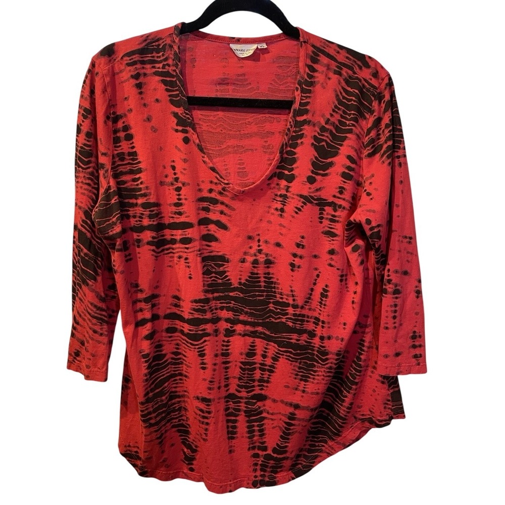 Prairie Cotton Women XL Oversized 100%‎ Cotton USA Made BOHO Abstract Top Y2K